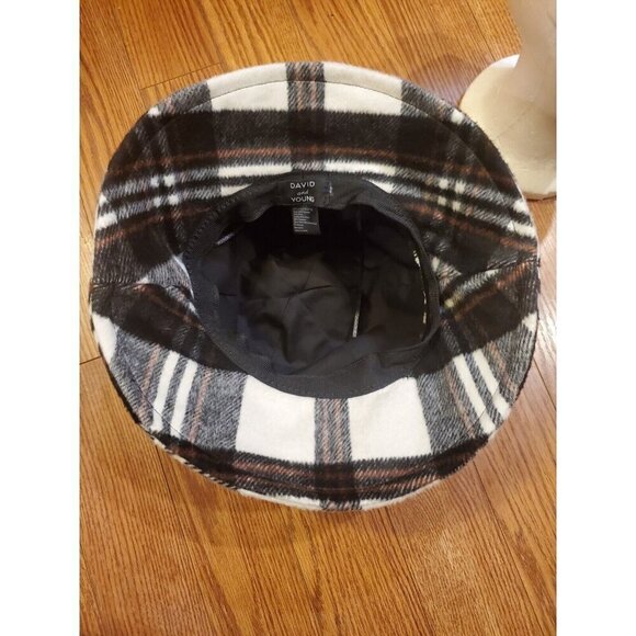 David & Young Plaid Bucket Hat‎ Brown Gray Cream Winter Polyester Wool Lined - Picture 4 of 10